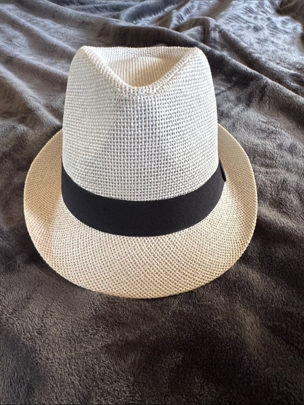 Classic Men's Straw Fedora Hat with Black Band - Cream